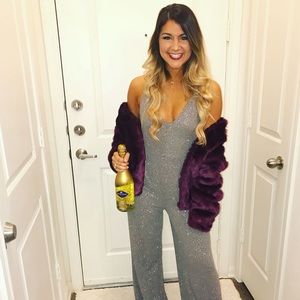 Burgundy/purple faux fur coat